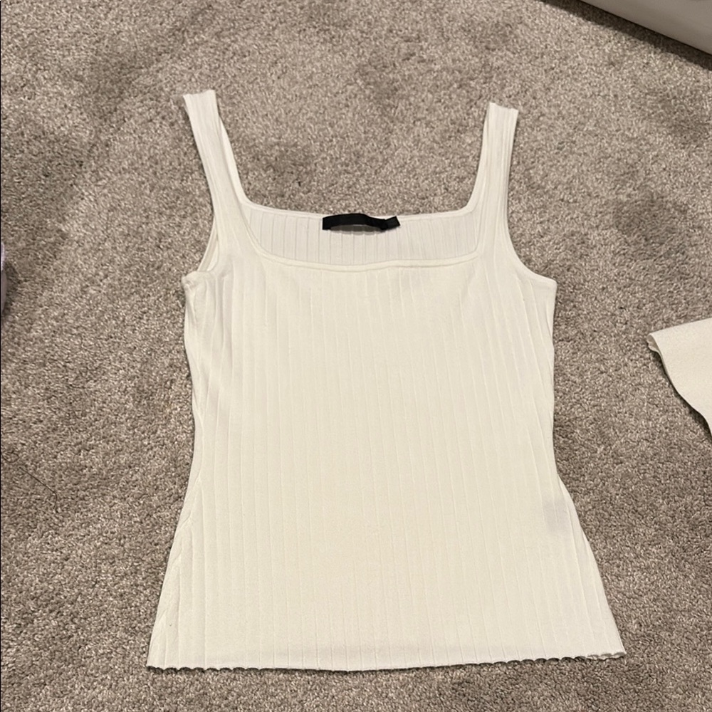 NWOT Jenni Kayne Square Neck Ivory Ribbed Sleeveless Tank Top